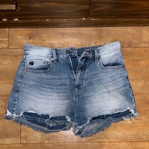 KanCan Distressed Medium Blue Denim Cutoff Shorts
